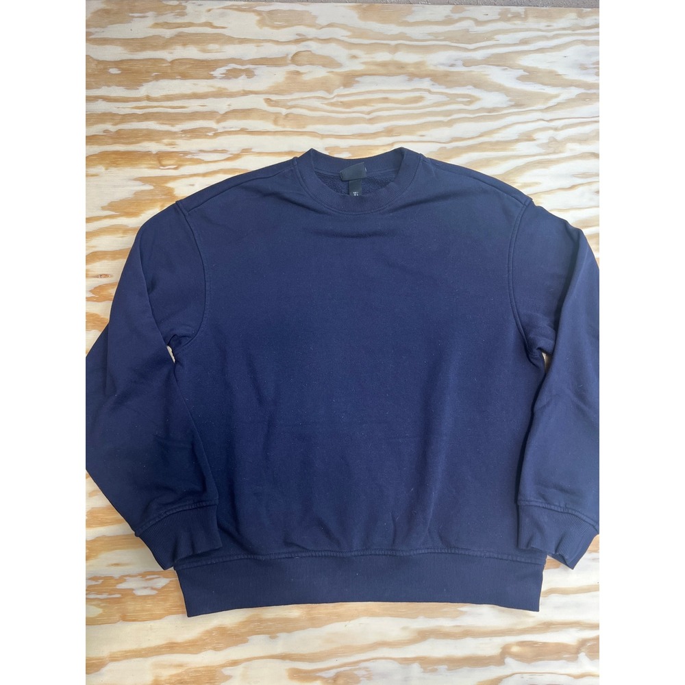 HM Loose Fit Crewneck Sweatshirt Navy Blue Mens Large Solid Fleece Pullover